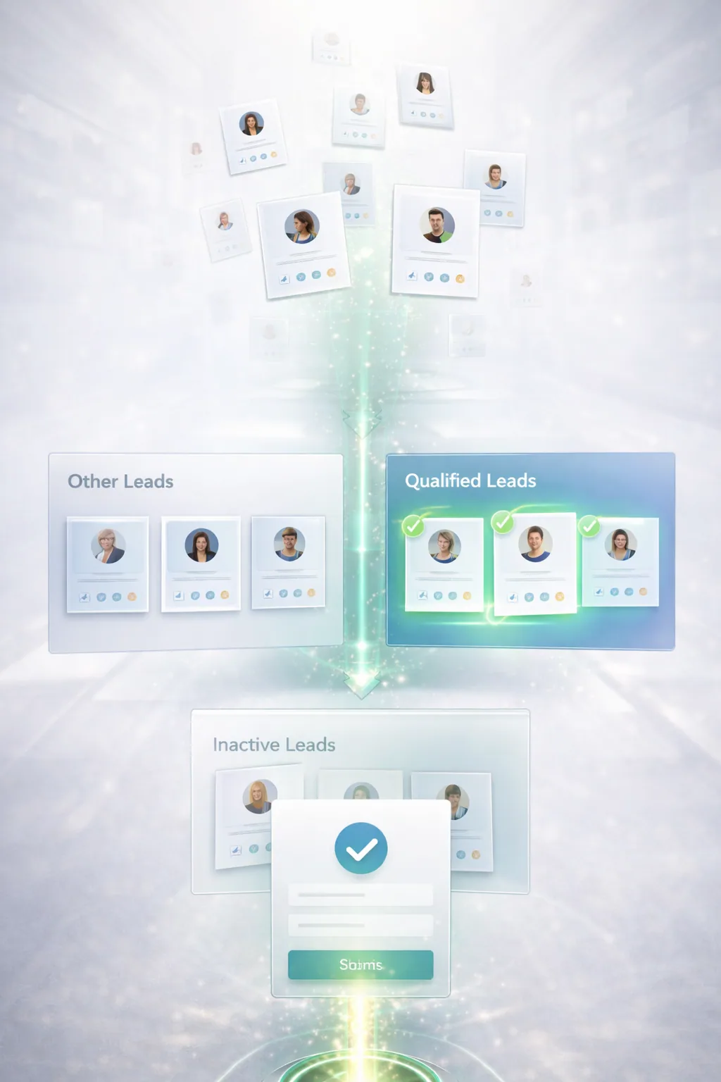 Illustration de leads filtrés en leads qualifiés