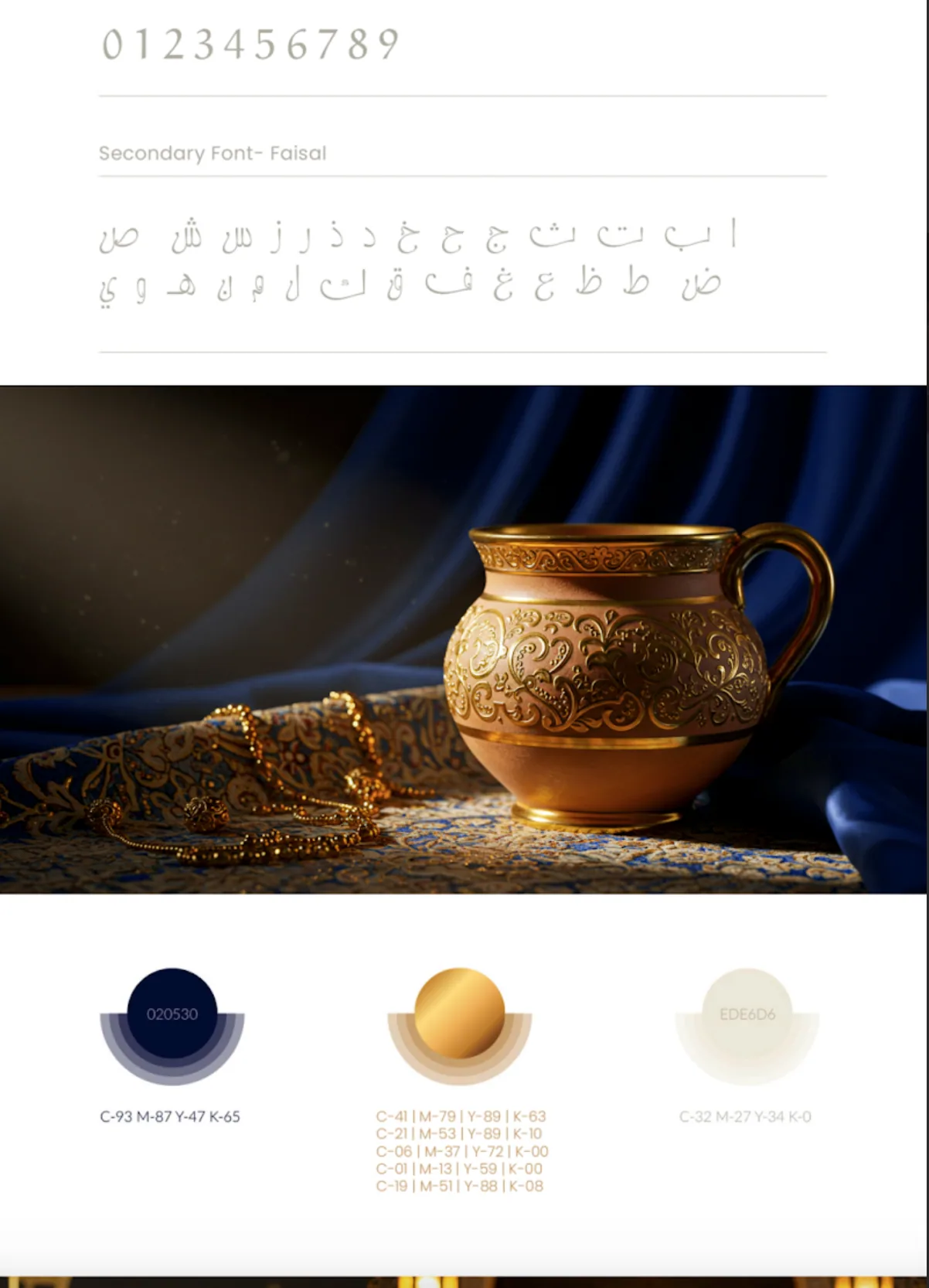 Typographie, photo produit et palette de couleurs 1001 Nights