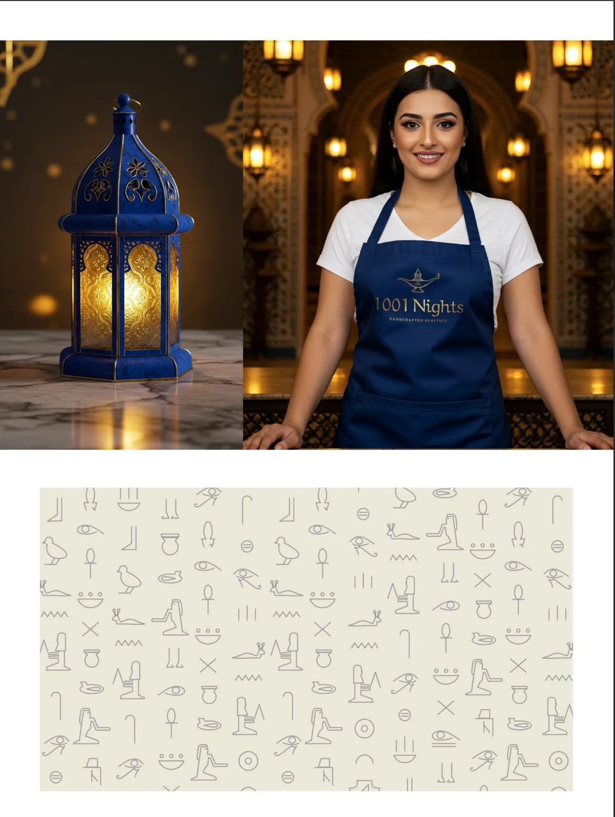 Tablier du personnel, lanterne et motif de marque 1001 Nights